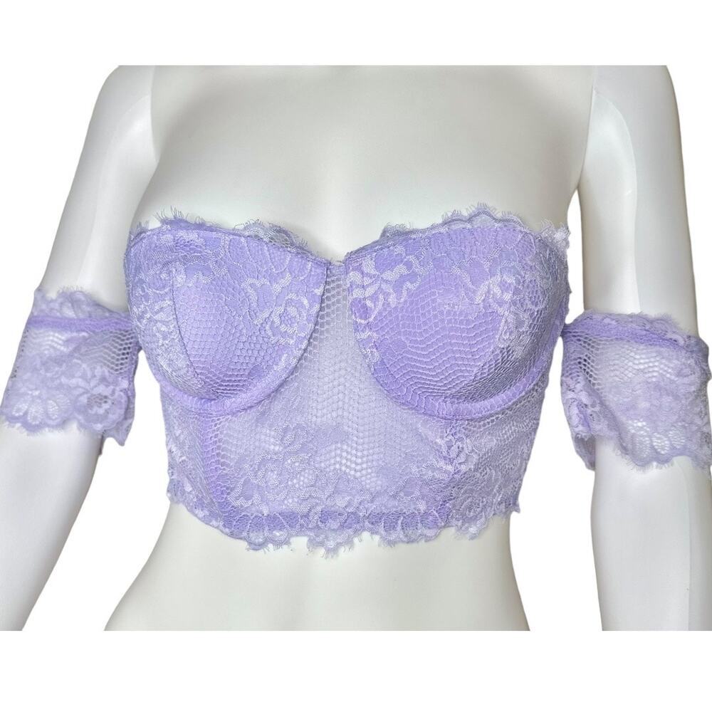 TIC TOC small off shoulder lilac purple lace pushup cropped bustier top​